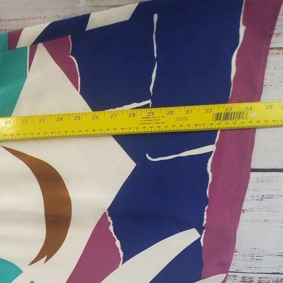 Yumi Kim Multicolor Abstract 100% Silk Dress S Plunge VNeck 3/4 Sleeve Geo Print - Picture 14 of 15